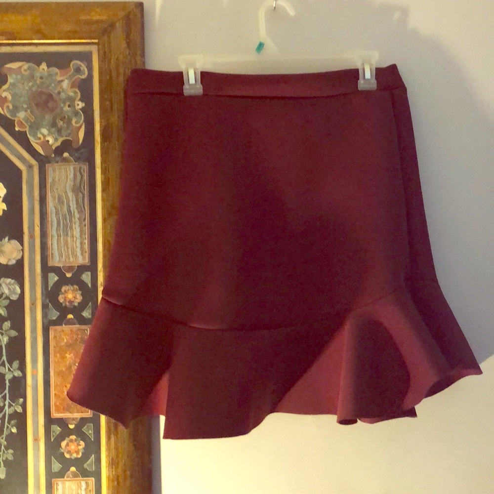 Burgundy Flared Pencil Skirt
